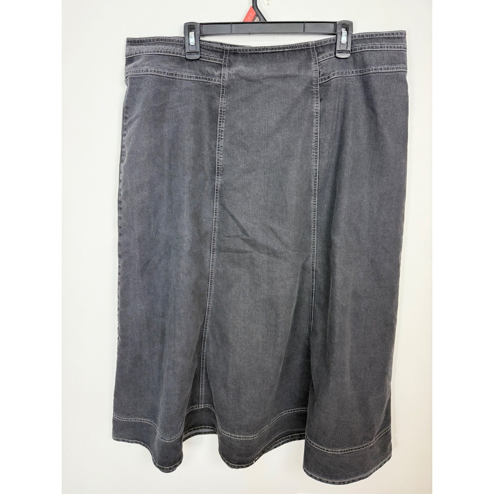 Cato Woman Gray Denim Midi Skirt Plus Size 20W Paneled A-Line Contrast Stitch